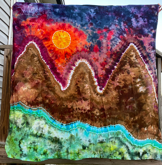 58x58 tapestry mountain sunset