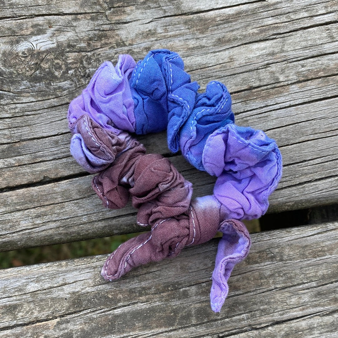 Purple/blue/pink rayon hair scrunches - your choice