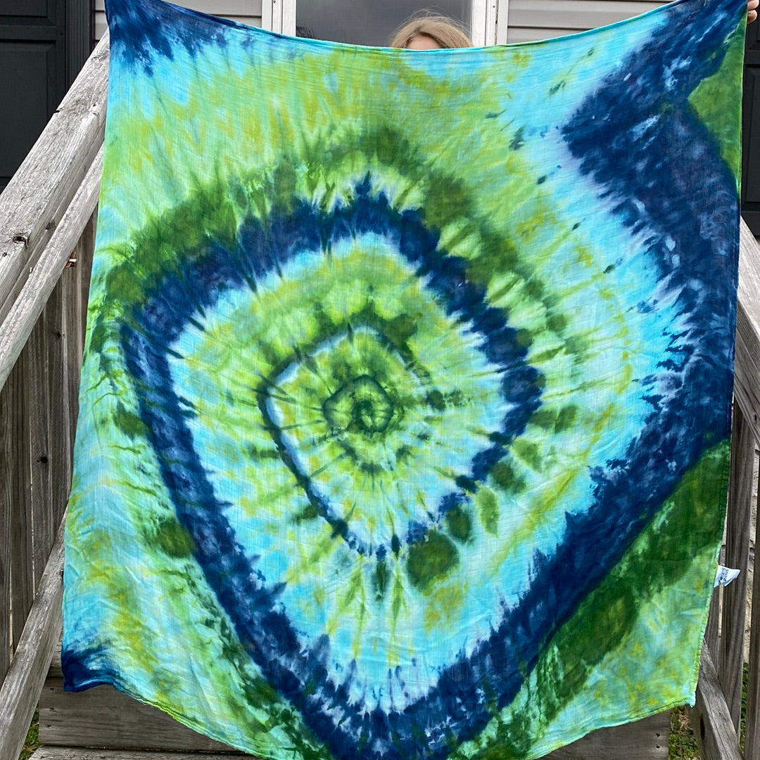 Baby bamboo swaddle greens blues spiral