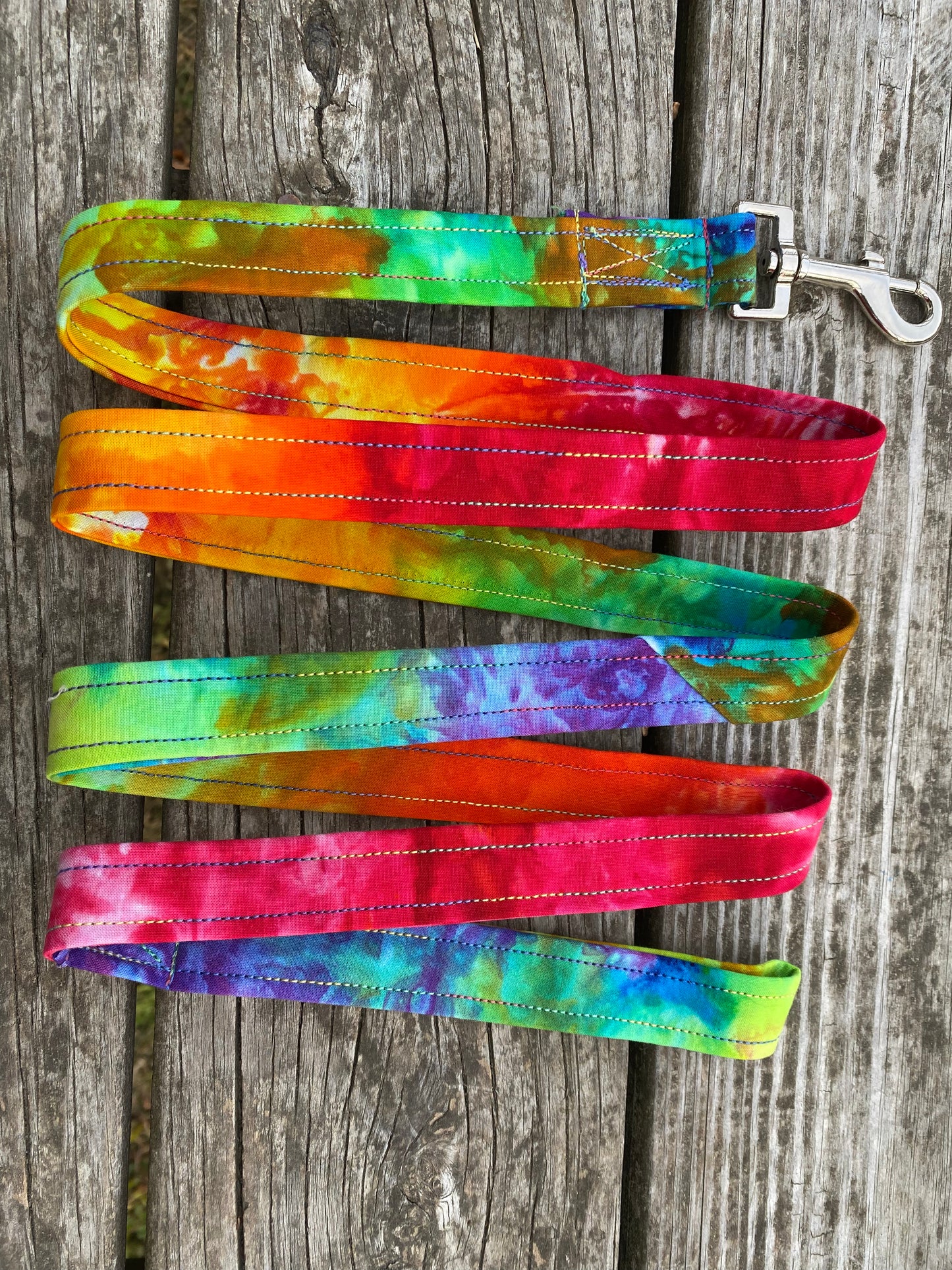 Dog leash 6' Handmade and Dyed rainbow