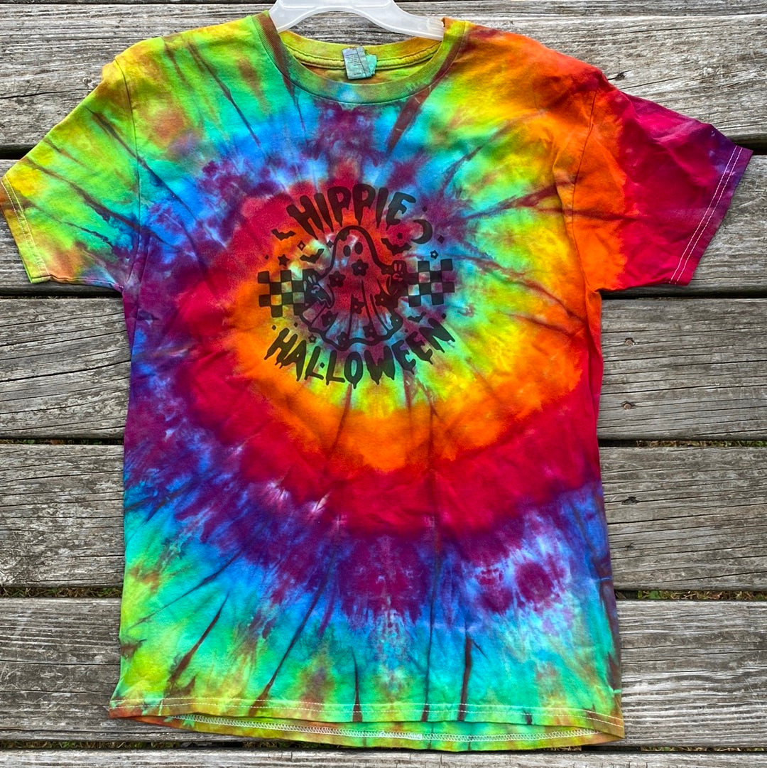 Medium Hanes Rainbow Spiral Hippie Halloween Unisex Shirt