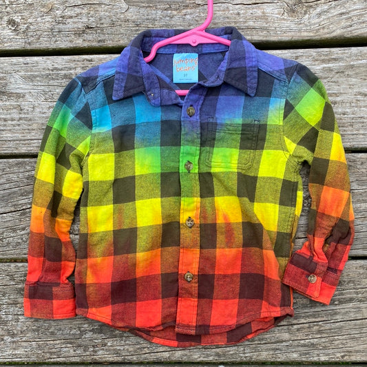 3t toddler flannel buffalo rainbow