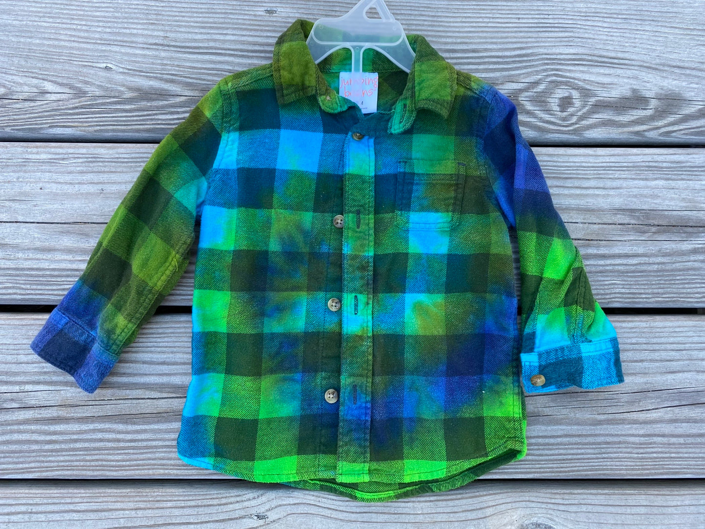 18 Month Baby Flannel Buffalo Blue and Green
